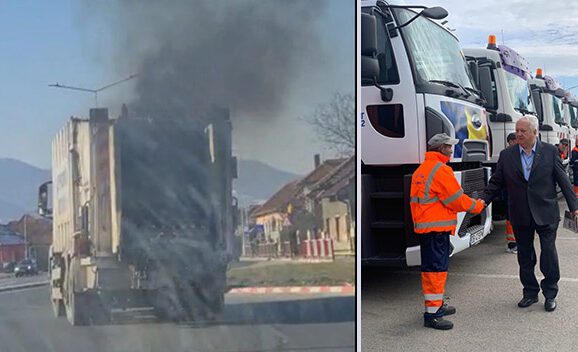 (VIDEO) Gunoierul Judeţenei de Partid colectează gunoiul cu furnale pe roţi