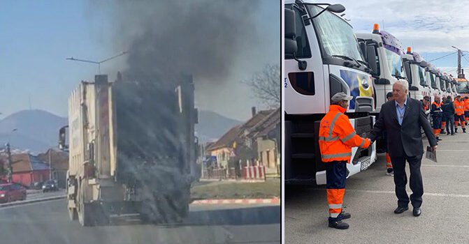 (VIDEO) Gunoierul Judeţenei de Partid colectează gunoiul cu furnale pe roţi